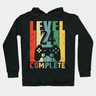 Vintage 24th Wedding Anniversary Level 24 Complete Video Gamer Birthday Gift Ideas Hoodie